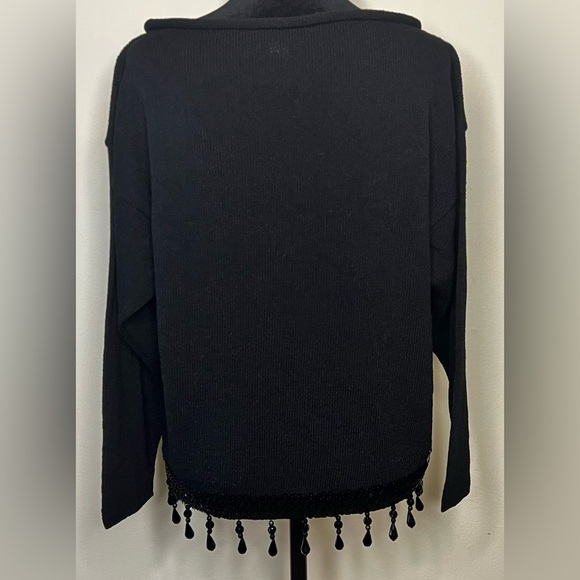Vintage Lianee Barnes designer unique beaded sweater holiday formal Black med EC - Picture 10 of 11